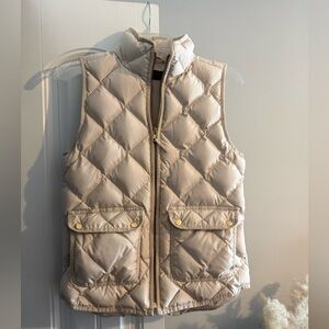 J. Crew Ivory Cream Down Quilted Puffer Vest